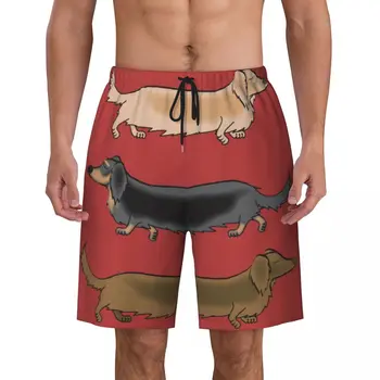Kawaii תחש כלבים הדפסה גברים בגד ים יבש מהירה Beachwear החוף לוח מכנסיים קצרים נקניקיות וינר כלב Boardshorts