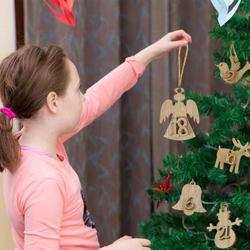 נושא חג המולד עץ תלוי קישוט איש השלג Man Gingerbread מספר תליון עם חבל קנבוס מסיבת חג המולד DIY-קישוטים