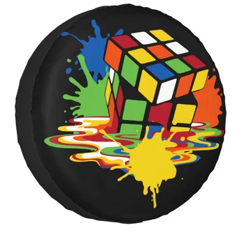 נמס Rubiks הקוביה גלגל החילוף בגלגל התיק כיסוי עבור ג 'יפ האמר גיאומטריות מתמטיקה הקסם רכב אביזרים 14