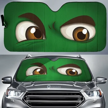 מצחיק 3D עיניים ירוקות הדפסה הפנים המכונית מגן אוניברסלי שמשת הרכב השמש סככה לרכב מתקפל חום רפלקטור המכונית שמשיה
