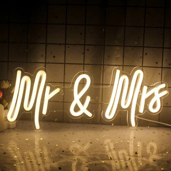 מר וגברת שלט LED Luminoso שינה אור על מתנת יום הולדת עם חדר ולנטיין יום החתונה מאורסת קישוט הקיר