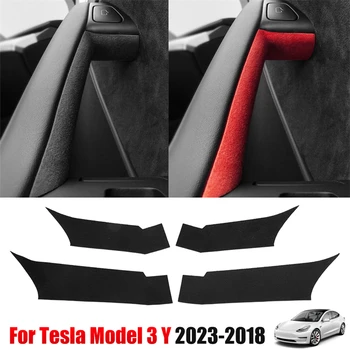 עבור טסלה מודל 3 Y 2023-2018 דלת המכונית הפנימי להתמודד עם קישוט מדבקה אלקנטרה הפנים כיסוי מגן 2022 2021 2020