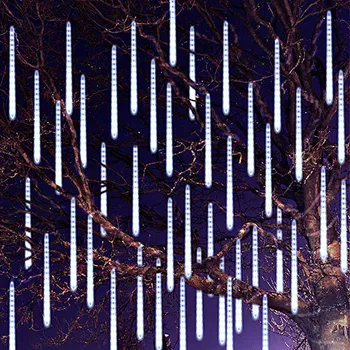 חיצוני LED מטאורים, גשם, אורות חג אורות מחרוזת עמיד למים גן אור 8 צינורות חג המולד קישוט החתונה חג מולד שמח