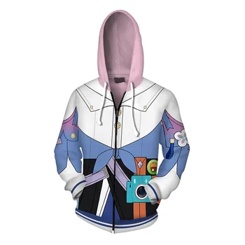 Honkai כוכב רכבת ה-7 במרץ תחפושות קוספליי קפוצ ' ון 3D מודפס צד פוליאסטר מדים אופנה ברדס מעיל האביב, סתיו