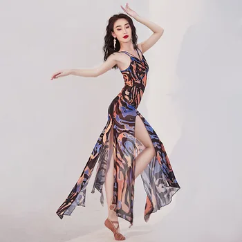 ריקודי בטן השמלה נשים 2023 חדש רשת רצועת גזה אלגנטי הדפסה השמלה מזרחי Shaabi ביצועים תחפושת Bellydance חצאית