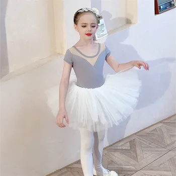 בלט חצאית טוטו לילדים באיכות גבוהה שרוול קצר ברבור לבן ריקוד תלבושת הבנות אלגנטי שיעור ריקוד בלט חצאית