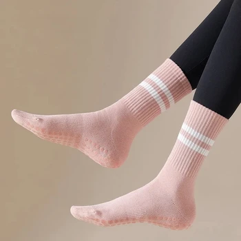 באמצע שנות ה-tube נשים יוגה גרבי כותנה מקצועי החלקה סיליקון פנימי כושר גרביים הרצפה גרביים לרקוד פילאטיס גרבי ספורט