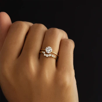 MC S925 כסף סטרלינג קלאסי זירקון טבעות נישואין לנשים מעודן זהב 18k טבעת אצבע תכשיטים זוג טבעות Bague מתנות