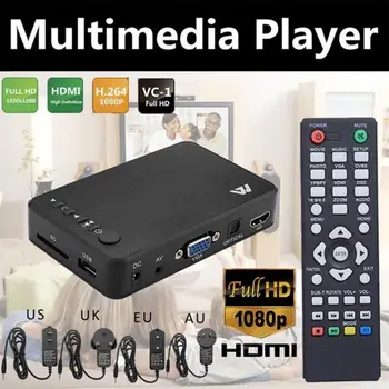 Hd Vga, Av Output נגן מולטימדיה עם Vga, Sd נגן המדיה Hdd חיצוני מסוג Usb Mini הטלוויזיה Box מדיה Full Hd 1080p HDMI תואם
