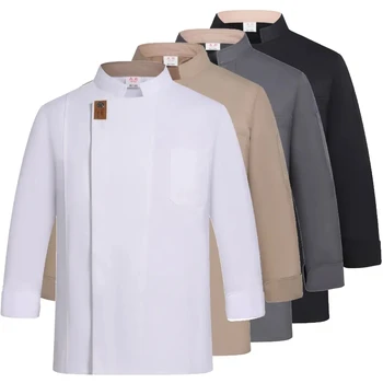 גברים שף המדים שרוולים ארוכים שחורים שף עלות לנשימה שף החולצה מטבח המסעדה לבן שף ז ' קט סינר workclothes נשים