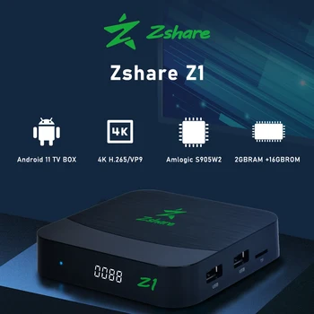 Zshare Z1 אנדרואיד 11 בממיר, 2GB+16GB HW UHD 4K H. 265/VP9 60fps 10-bit מובנה Wifi 2.4 G, ברזיל אנדרואיד תיבת הטלוויזיה