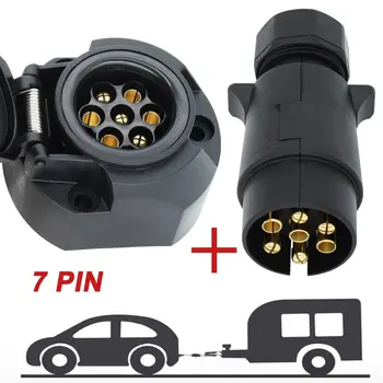 7 Pin האירופי טריילר שקע+תקע גרירה בר מחבר מתאם עבור מכונית משאית RV הסירה שיירות העברת האות מתאם 12V
