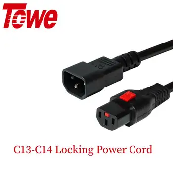 Towe 10 Ft נעילה IEC 320 C14 ל IEC 320 C13 250V 10A כבל החשמל של המחשב שחור חשמל כבל מאריך