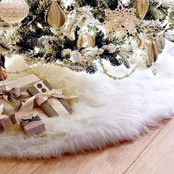 עץ חג המולד חצאית סינר קישוט לבן טהור קטיפה רכה משטח בית חג המולד מסיבת הרצפה שטיח קישוט החג עיצוב אספקה