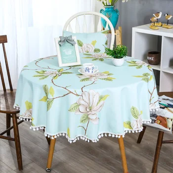 קוריאני פסטורלי תחרה שולחן עגול בד עמיד למים שולחן כיסוי פרחוני הדפסה ציצית קפה המפה עבור גן לקישוט לשולחן
