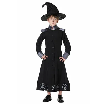 בחורים שחורים אשף תחפושות ליל כל הקדושים כהה מכשף החלוק דתי הכומר Cosplay תלבושות לילדים ילדים