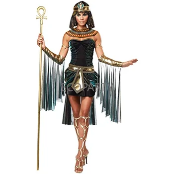 ליל כל הקדושים נשים בוגרות החליפה תחפושת של נשים שמלת נשף Cosplay המצרי הכובעים הזהב המצרי פרעה קליאופטרה המפלגה בגדים