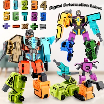 ילדים של מכונית צעצוע דיגיטלי דפורמציה רובוט צעצוע לילדים גדול גודל המספרים 0-9 וסמלים gundam אבני הבניין(חבילה אחת)