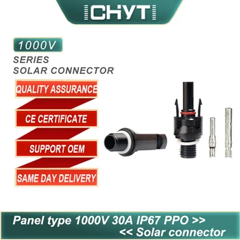 CHYT 1000V לוח סוג IP67 זכר נקבה 30A פוטו PV אביזרים סולארי מחבר כבל סולאריות כבל 2.5~6mm2