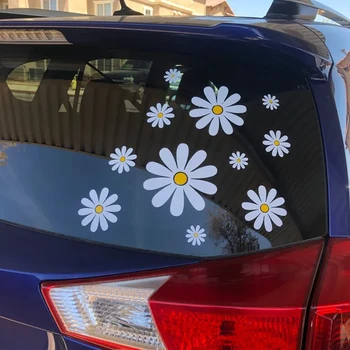 סגנון רכב דייזי המדבקה סט של 14 / היפי פרח מדבקות חלון רכב קרוואן פרח מדבקות רכב שטח לגלוש במחשב הנייד קישוט