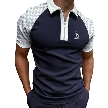 Hazzys 2023 הקיץ של גברים חולצת פולו Turn-למטה באיכות גבוהה צווארון שרוול קצר רופף כפתור לבדוק מזדמנים נוחות אופנה לכל היותר