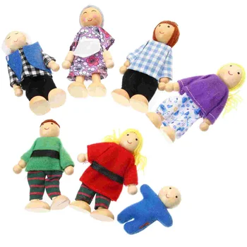 7 יח תינוק צעצוע תינוקות לבית בובות המשפחה לשחק תפקיד בד אנשים קטנים דמויות הילד
