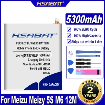 HSABAT 5300mAh BA612 סוללה עבור Meizu Meizy 5S M6 12M M5M612Q M5S