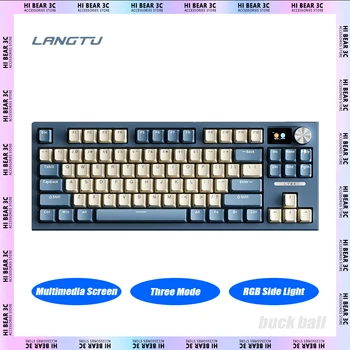 LANGTU LT84 אלחוטית מכני מקלדת מולטימדיה עם מסך שלושה במצב חם להחליף Gaming Keyboard Mac Pc המשרד הנייד אבזרים