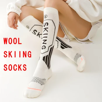 צמר סקי, גרביים 2-Pack נשים דחיסה גבוה הברך זוג גרביים תרמיות Mens Womens סקי סנובורד מזג אוויר קר