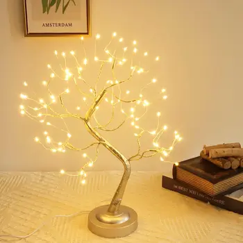 8Modes LED לילה מיני אורות עץ חג המולד מנורת שולחן גרלנד פיות מחרוזת אור ילד מתנה הביתה מקורה חדר חג המולד קישוט