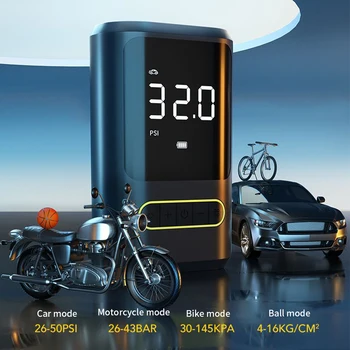 150PSI אופניים הצמיג הצמיג Inflator רב תכליתי מתנפח Pump USB Type-C נטענת 4000mAh הסוללה על אופניים אופנוע רכב