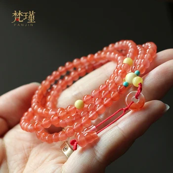 Fanjin טבעי קריסטל דרום אדום אגת אדום דובדבן רב טבעת של נשים צמיד אמנותי רטרו נשית אביזרים string