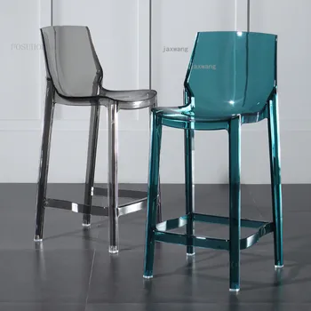 נורדי אקריליק ריהוט למטבח גבוהה בר כסאות מודרניים שקוף מלון כסא בר יצירתי דירת אירוח אצל משפחה-משענת הכיסא B