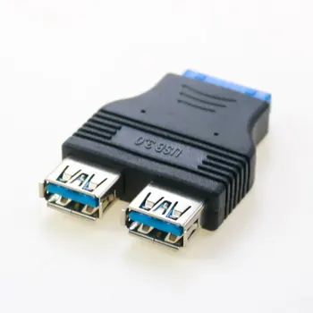 לוח אם 2 יציאות USB 3.0 נקבה כדי 20pin נקבה כותרת מתאם 20-סיכות 2 X USB נקבה Q1 קצב העברת נתונים של 4.8 Gbps