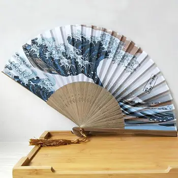 סגנון וינטג ' יפני אוהד משי קיפול מניפה יפנית דפוס מלאכת אמנות קישוט הבית מתנה קישוטי החתונה ידי אוהד