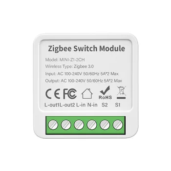 ZigBee חכם אלחוטי מודול מתג שני דרך שליטה התקנה קלה הקול עוזר תואם 10A 2/3/4 הכנופיה