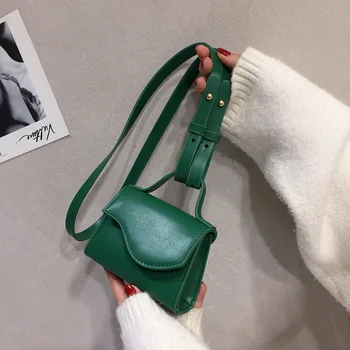 מיני חמוד Crossbody תיקים לנשים קטנות טלפון לשאת בכתף מוצק צבע דש הארנק פשוט Messenger Bag