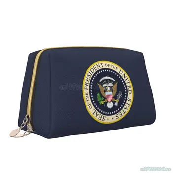 חותם נשיא ארצות הברית עור תיק האיפור נשים מזדמנים נסיעות קוסמטיים ארגונית אחסון גדול כיס שקיות