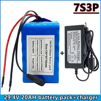 24V 20Ah 7s3p 18650 סוללה סוללת ליתיום 24v 20000mAh אופניים חשמליים ממונעים חשמליים ליתיום ion Battery pack + 2A