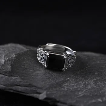תוספות רטרו צלב של גברים טבעת דומיננטית מגמת היפ הופ שחור בודד אבן פתיחה של נשים זנב טבעת Y2K אביזרים תכשיטים מתנה