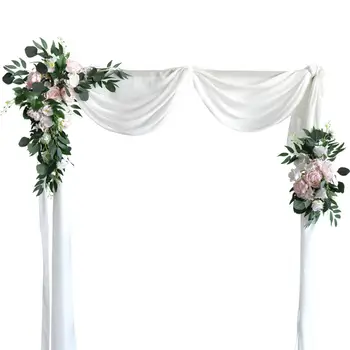 2x מלאכותי החתונה קשת פרחים סידור פרחים הטקס לבן כורכת בד מסיבת צמחייה ארבור עיצוב