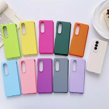 עבור Samsung Galaxy Z קיפול 4 3 Fold3 ZFold3 ZFold4 5G טלפון למקרה אופנה מוצק צבע עור ידידותי מרגיש PC Shockproof הכיסוי האחורי.