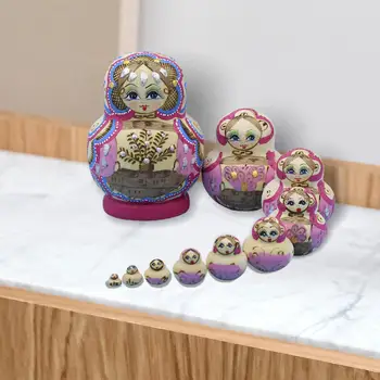 10 חתיכות Matryoshka בבושקה רוסית סט מתנות לערום בובות עבור הסלון קישוטים