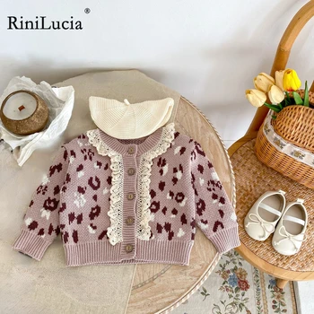 RiniLucia סתיו חורף תינוק פעוט בגדים 2023 חדש השרוול הארוך בנות סוודרים סרוגים סוודר קרדיגן בנות מעיל ילדים קט