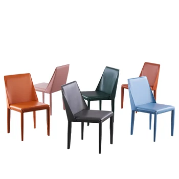נורדי אור יוקרה אוכף עור כיסא מודרני מינימליסטי דירה קטנה השולחן במסעדה נטו אדום משענת איטלקי אוכל כיסא.