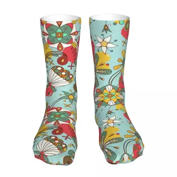 מצויר פרח יוניסקס חידוש גרביים בחורף גרביים עבות סריג רך מזדמן גרביים
