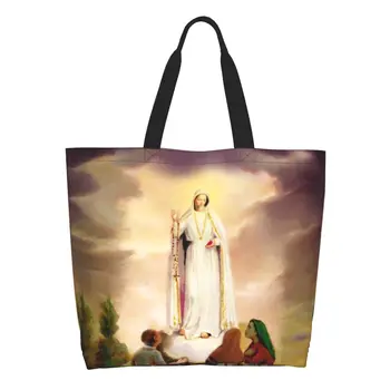 לשימוש חוזר גבירתנו של פטימה קניות תיק כתף בד תיק נייד הקתולית הנוצרית מריה הקדושה מכולת קניות שקיות