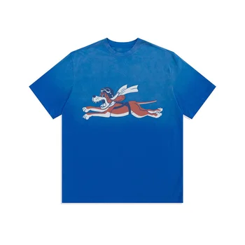 Mens מותג יוקרה חולצת טי עם פסים Hazzy הכלב מודפס עיצוב קלאסי כותנה חולצה גברית שרוול קצר באיכות גבוהה רופפת טי