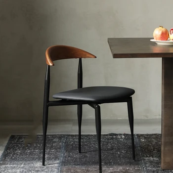 נורדי עץ כסאות אוכל בעיצוב מינימליסטי רטרו מתכת, כסאות אוכל איפור מרפסת Sillas De Comedor ריהוט הבית WZ50DC
