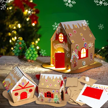 ילדים בעבודת יד DIY חג המולד ביסקוויט הבית יצירתי אמנות מלאכת יד זוהר קישוטי בית בגן הילדים צעצוע חג המולד מתנת